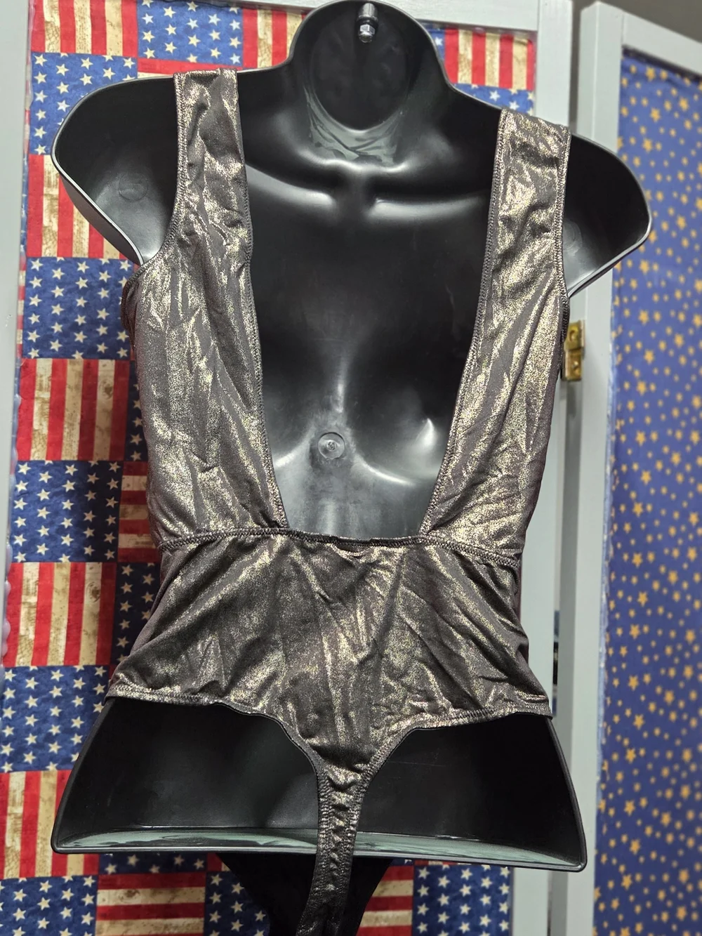 **Victoria's Secret Black Bodysuit with Golden Shimmer Color.** - Picture 4 of 7